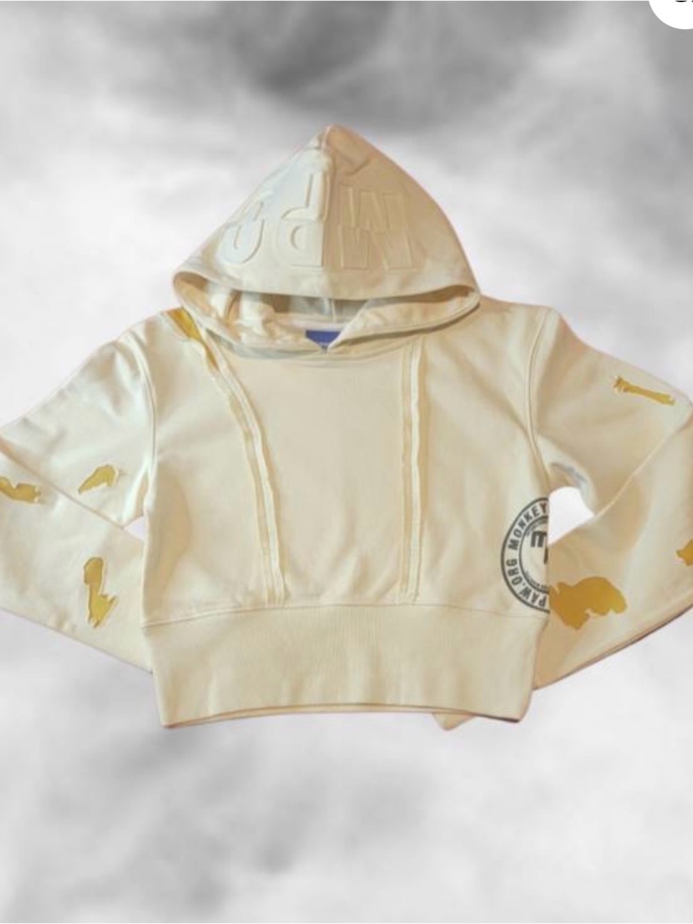 Cropped Cream Hoodie with distressed Accents monkeys paw org medium